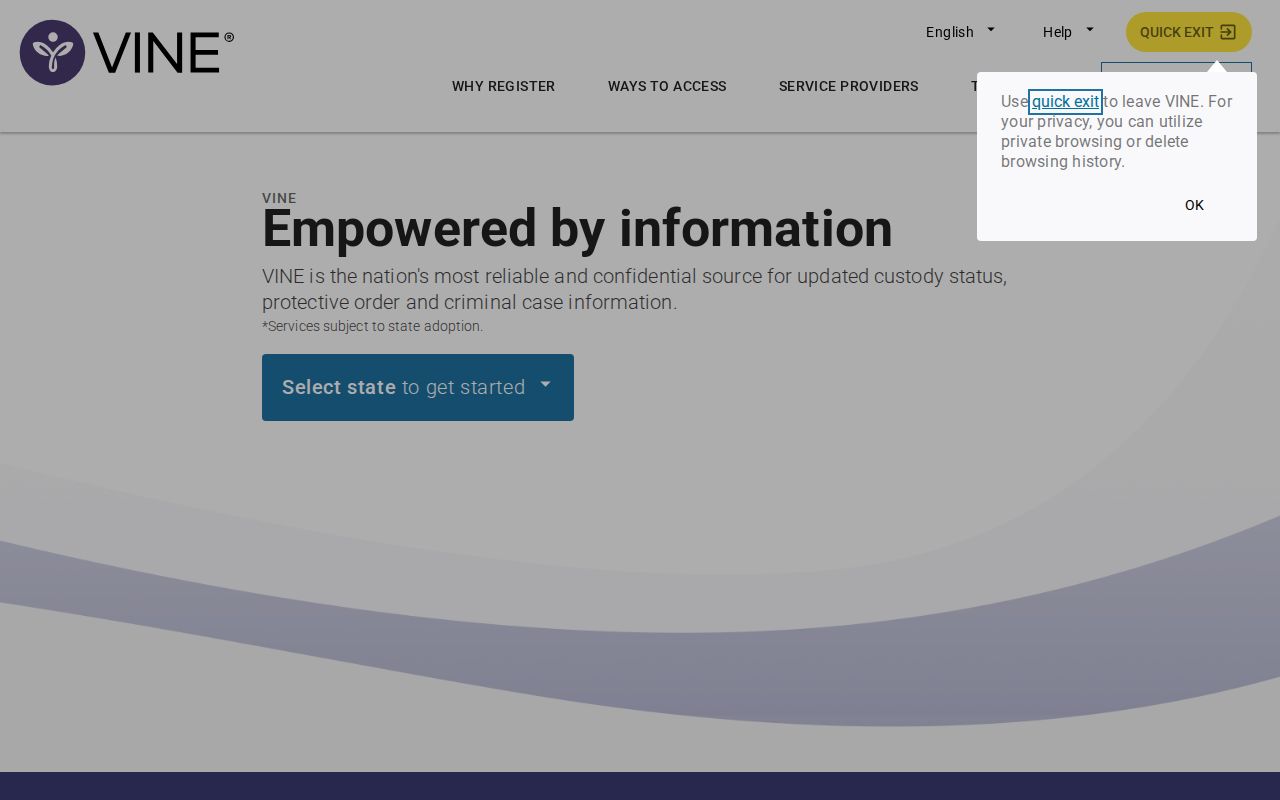 New Jersey VINELink agency selection for a Cape May County inmate search